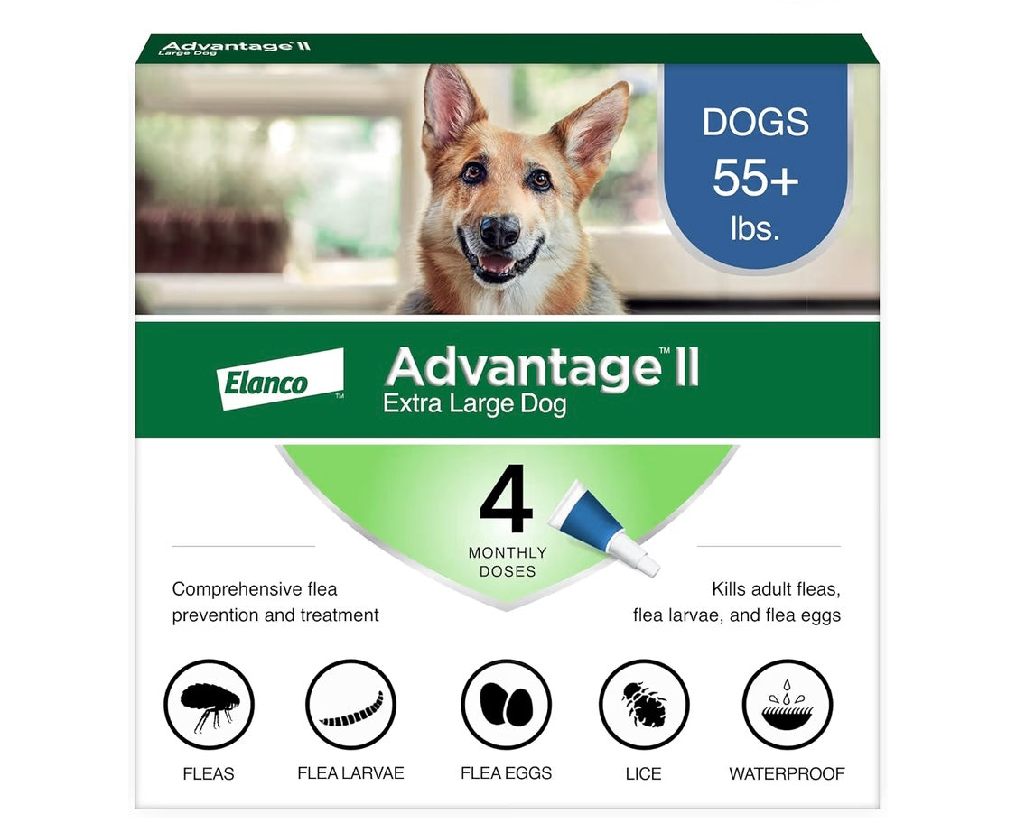 Advantage II XL Dog Vet-Recommended Flea Treatment & Prevention | Dogs Over 55 lbs. | 4-Month Supply