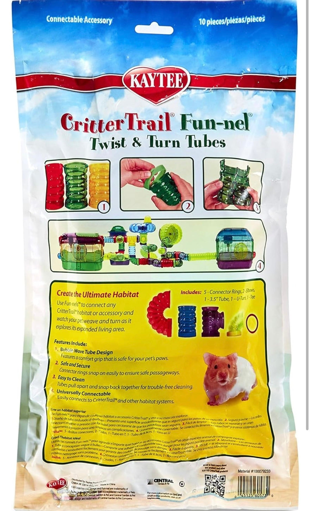 Kaytee CritterTrail Fun-nel Twist & Turn Small Animal Habitat Tubes