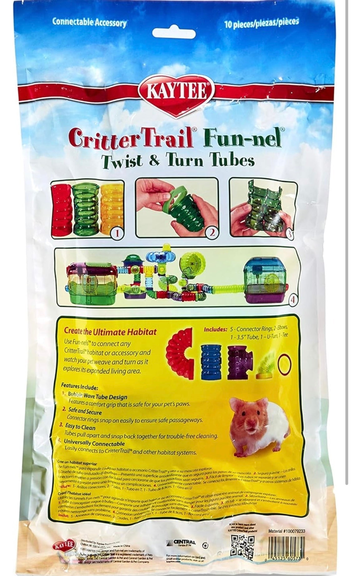 Kaytee CritterTrail Fun-nel Twist & Turn Small Animal Habitat Tubes