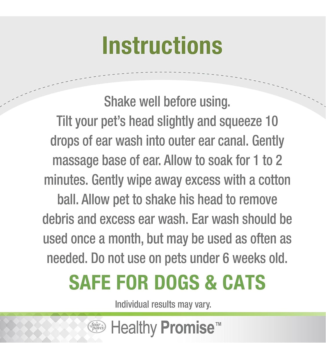 Four Paws Healthy Promise Grooming Soothing Pet Ear Wash Cleaner for Dogs and Cats, Odor Reducing & Itch Relief, 4 oz.