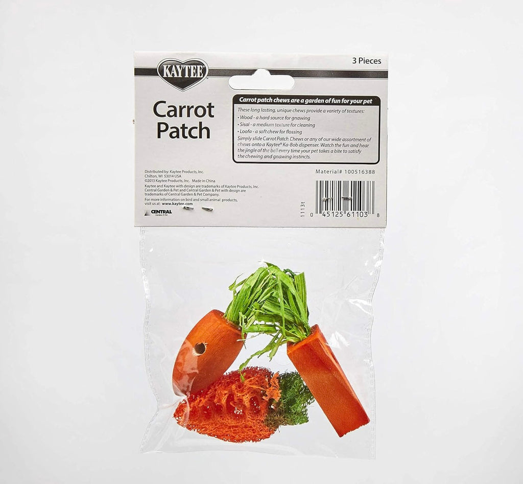 Kaytee Chew Toy Carrot Patch For Rabbits, Guinea Pigs and Chinchillas, 3 Count