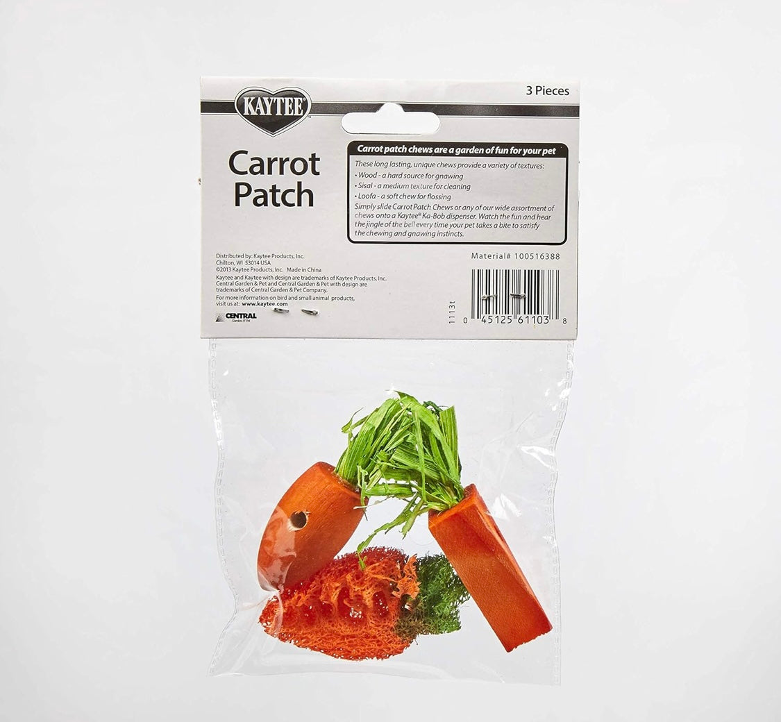 Kaytee Chew Toy Carrot Patch For Rabbits, Guinea Pigs and Chinchillas, 3 Count