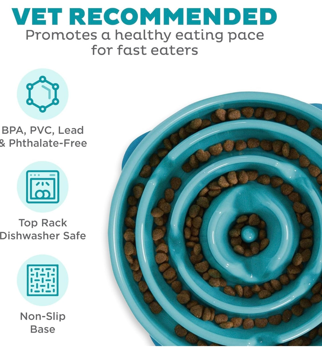 Outward Hound Fun Feeder Slo Bowl, Slow Feeder Dog Bowl, Large/Regular, Turquoise