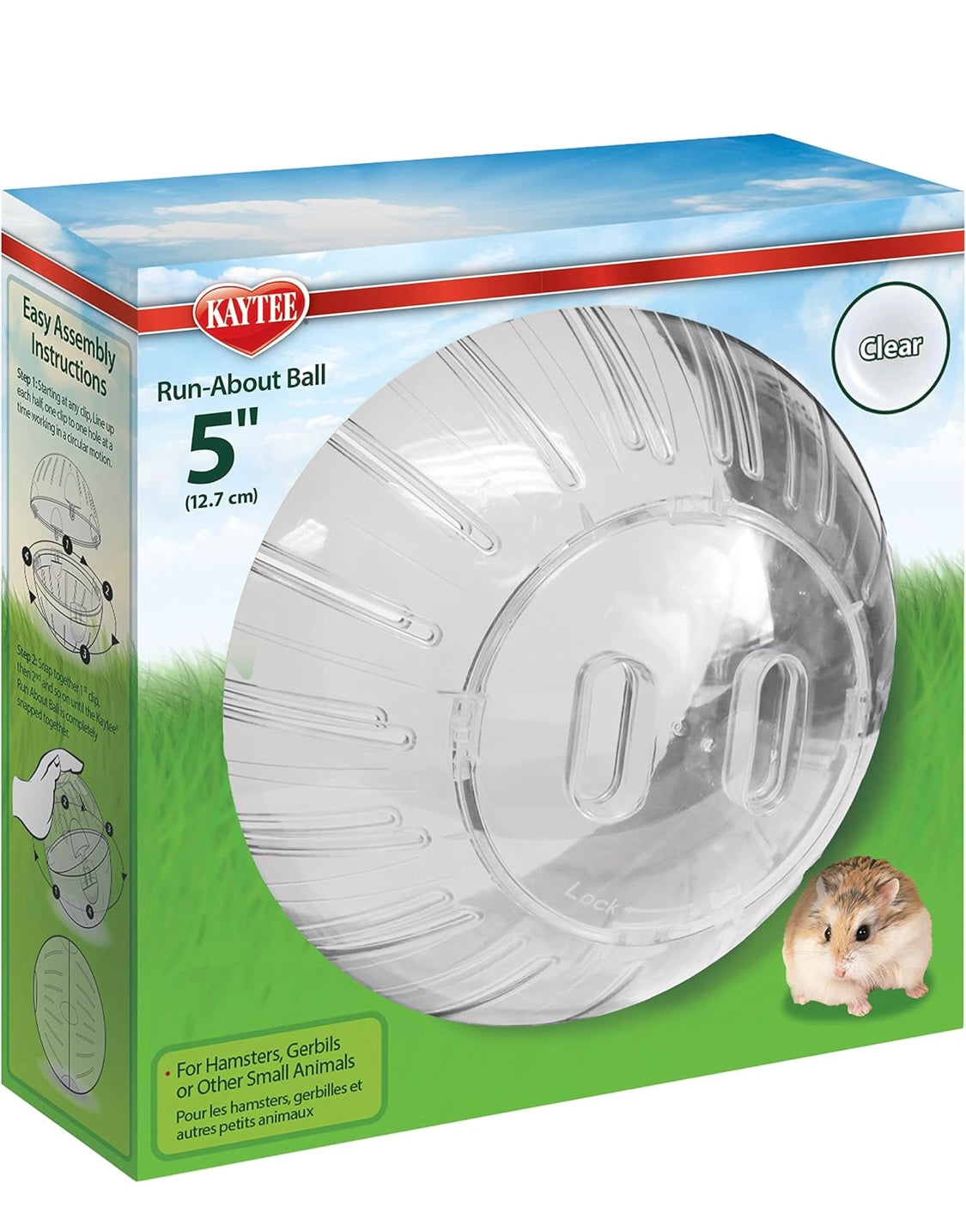 Kaytee 5" Clear Run-About Exercise Ball For Pet Dwarf Hamsters & Mice