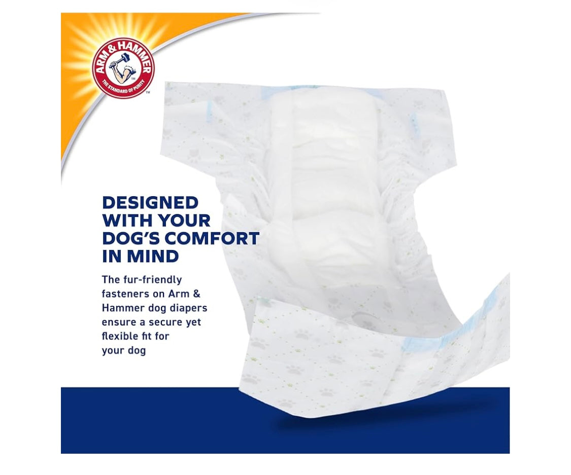 Arm & Hammer for Pets Female Dog Diapers, Size Large, 12 Count | Ultra-Absorbent, Adjustable Girl Dog Diapers with Leak-Proof Protection and Wetness Indicator