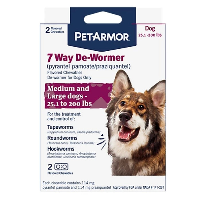 PetArmor 7 Way De-Wormer For Medium and Large Dogs, 2 count