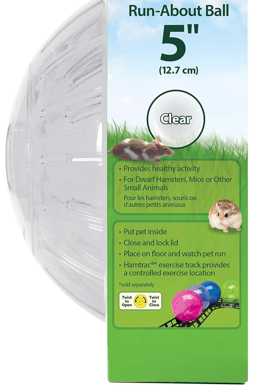 Kaytee 5" Clear Run-About Exercise Ball For Pet Dwarf Hamsters & Mice