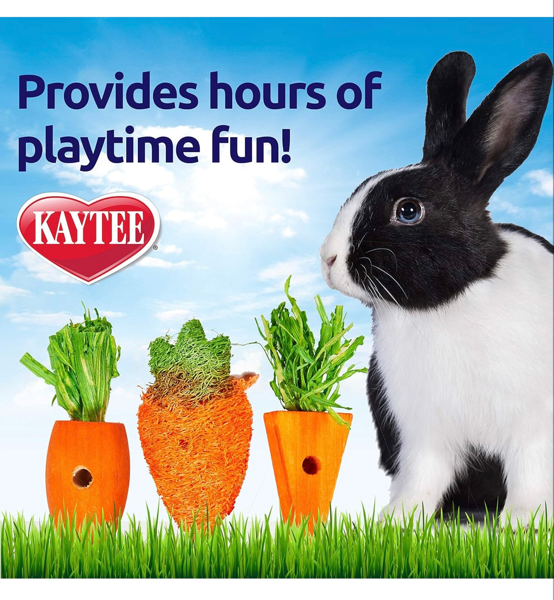 Kaytee Chew Toy Carrot Patch For Rabbits, Guinea Pigs and Chinchillas, 3 Count