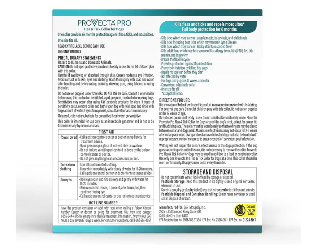 provecta Flea & Tick Collar for Dogs 6 months