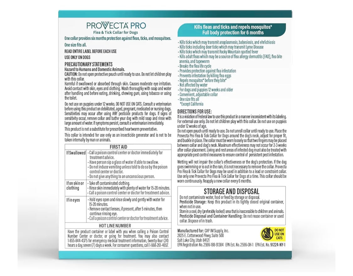 provecta Flea & Tick Collar for Dogs 6 months
