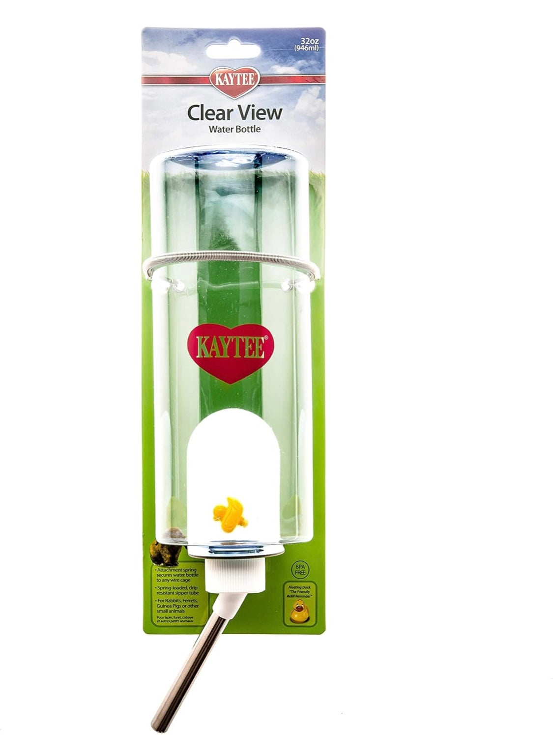 Kaytee Clear View Small Animal Water Bottle, 32-oz