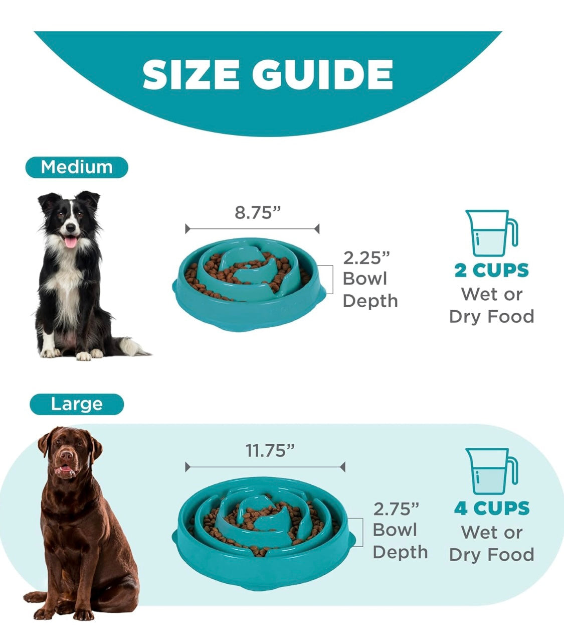 Outward Hound Fun Feeder Slo Bowl, Slow Feeder Dog Bowl, Large/Regular, Turquoise