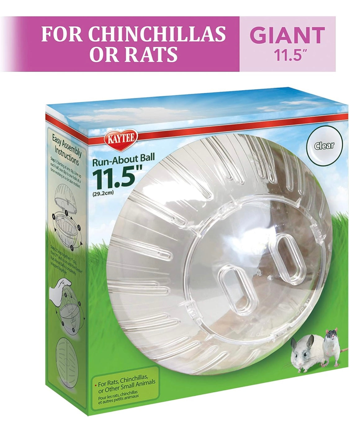 Kaytee 11.5" Clear Run-About Exercise Ball For Pet Rats & Chinchillas