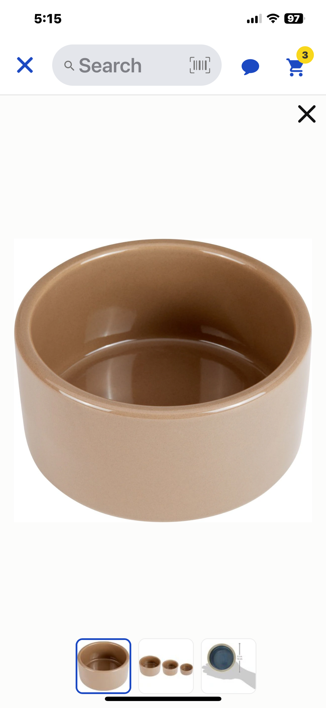 Kaytee Stoneware Cavy Small Pet Bowl, Tan,3 in