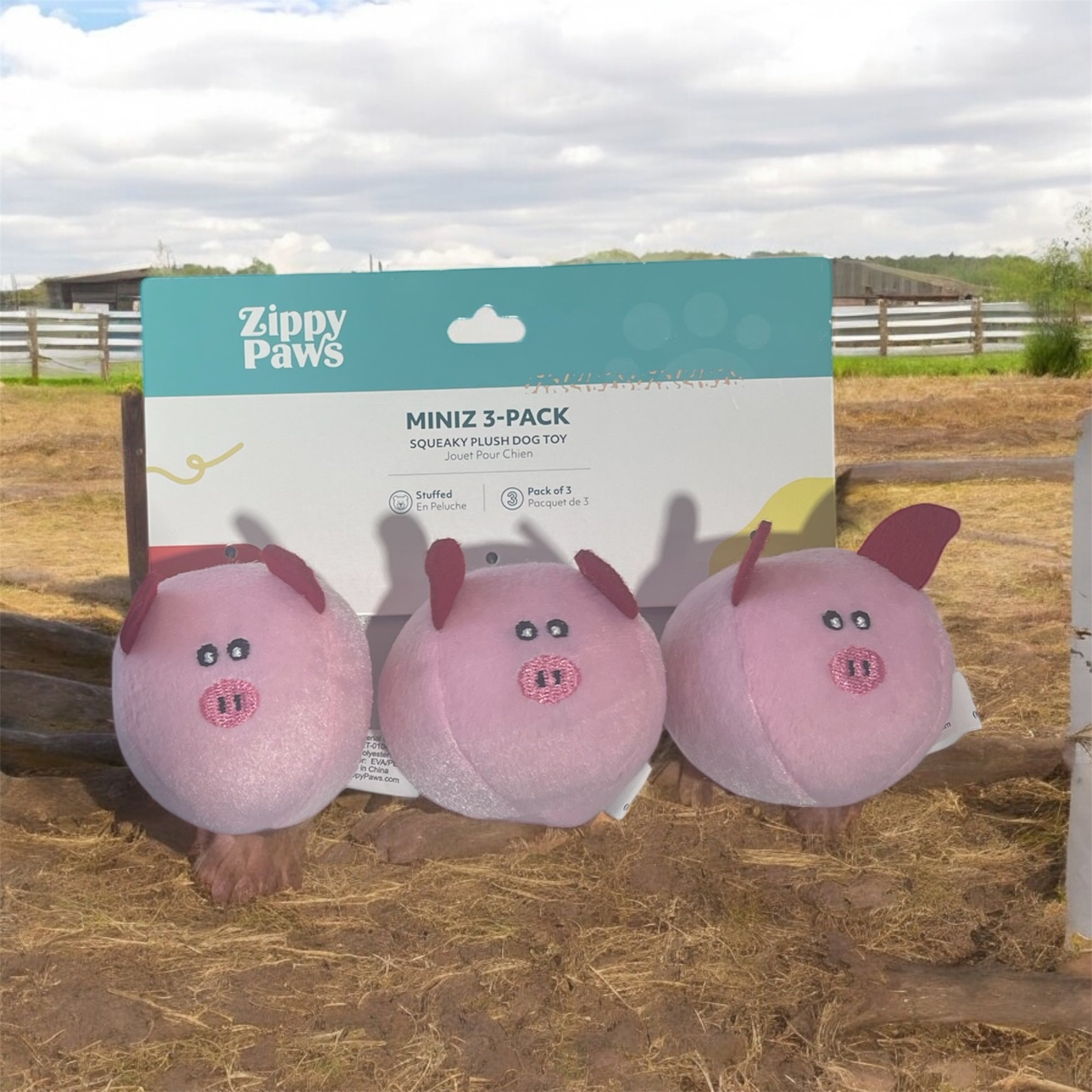 zippy paws 3 pack pink pigs