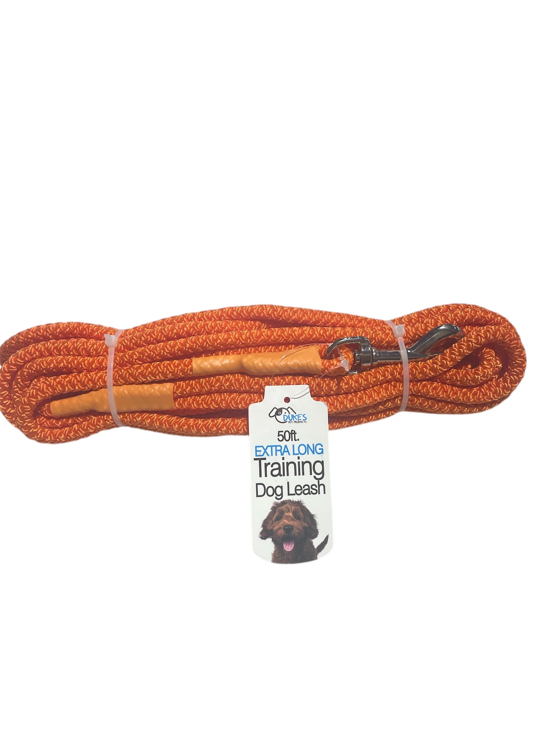dukes 50 ft extra long training dog leash orange color